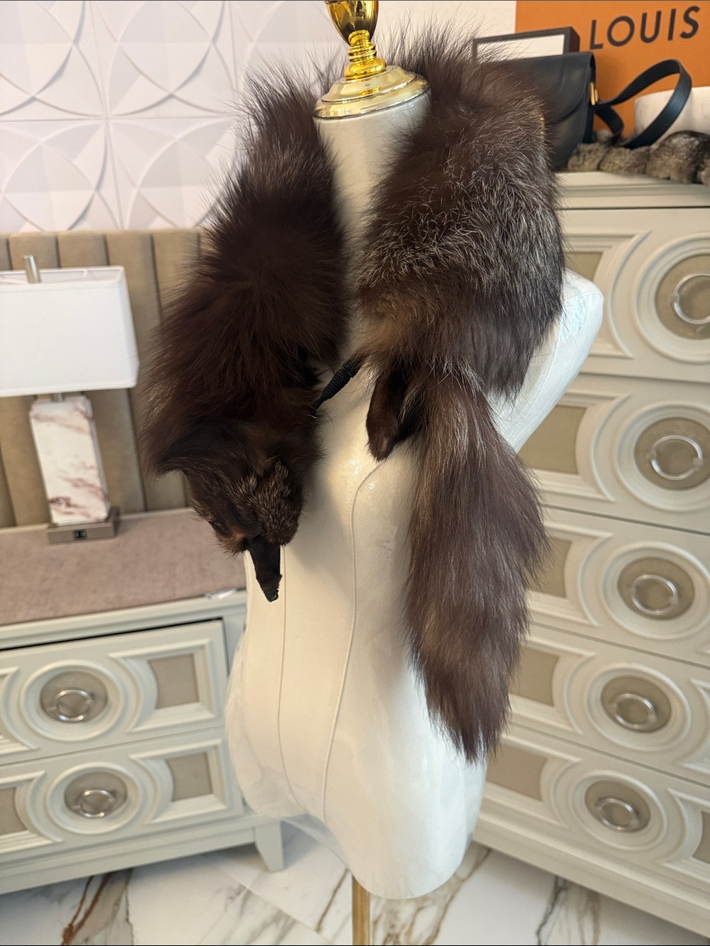 Silver fox fur scarf